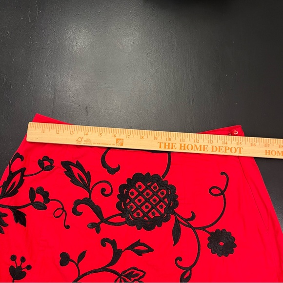 Vintage Scott Taylor Y2K Red Black A Line Floral Embroidered Skirt Sz 10 P As Is - Picture 7 of 11